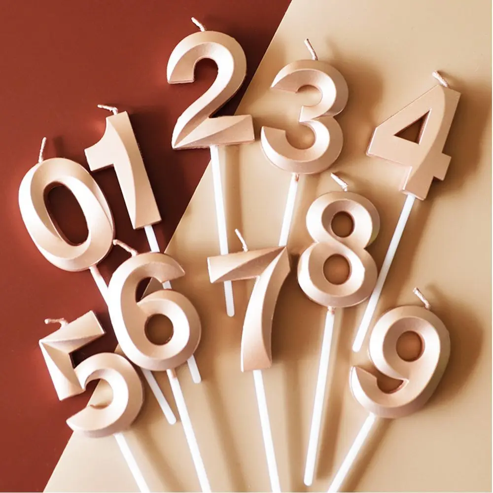 Серия ретро золотые цифры цвета шампанского 0-9 свечи на день рождения для торта