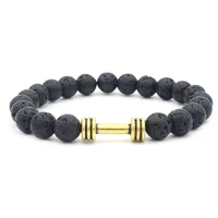 european and american hot selling temperament exaggeration 8mm volcanic rock dripping essential oil lava dumbbell bracelet