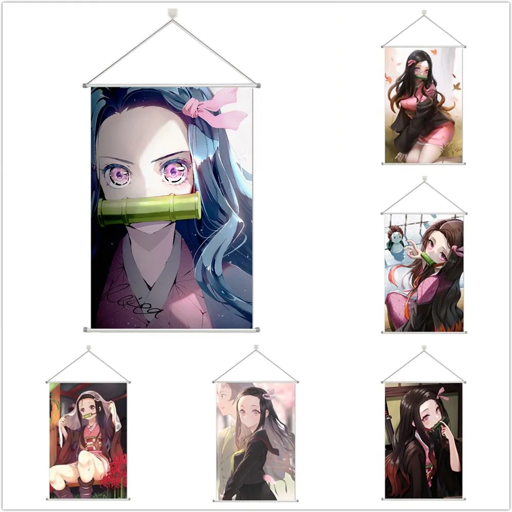 

Demon Slayer Kamado Nezuko Alloy Scroll Cartoon Comic Scroll Hanging Wall Decor