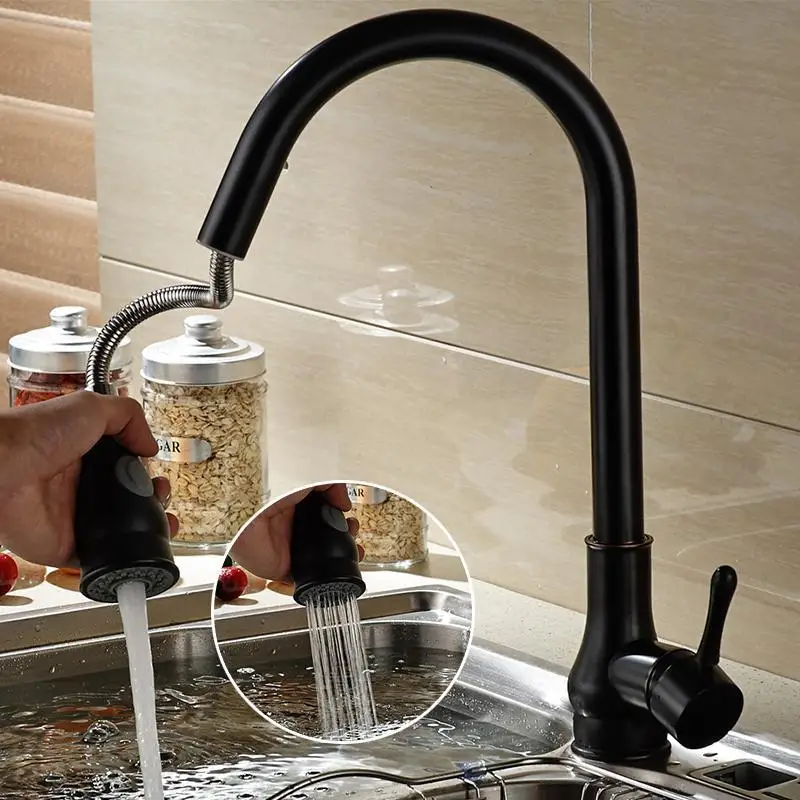 

Antique Bronze Kitchen Faucets Pull Out Hot Cold Sink Swivel 360 Degree Water Faucet Water Mixer Pull Down Mixer Taps