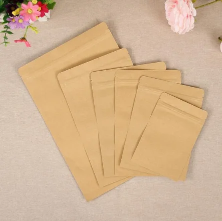 50 шт Ziplock крафт-бумажный пакет с окном маленький оконный мешочек для упаковки |