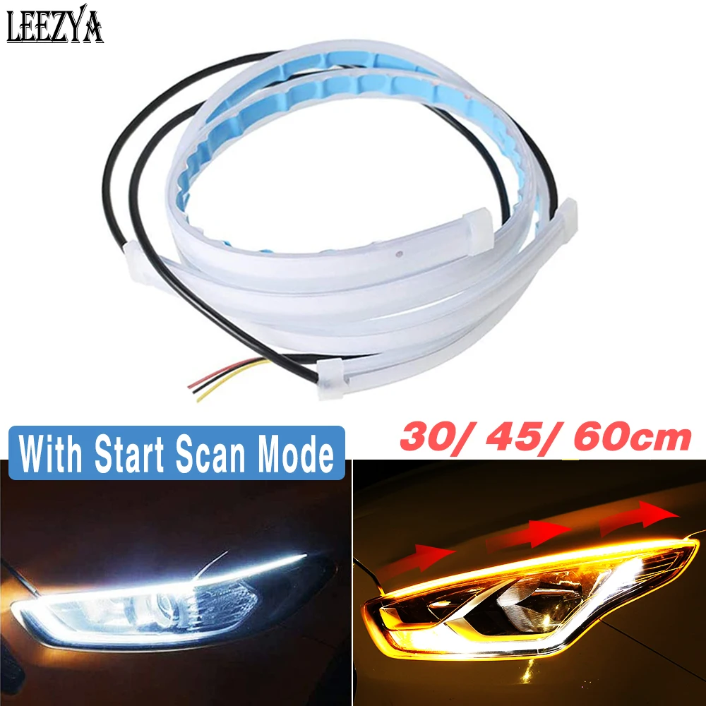 2X светодиодный DRL головной светильник полосы s последовательный сигнал поворота