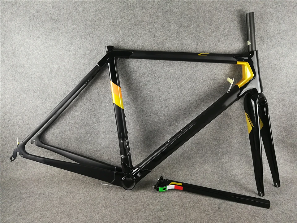 

2021 V Brake Carbon Frame C64 Bike Frames Full Carbon Fiber Bicycle Frameset With Black-Orange Color BB386