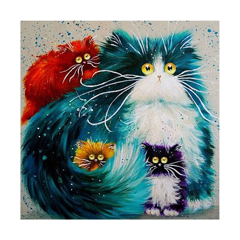 

5D Diamond Painting Cartoon Cat Full round Diamond Embroidery Mosaic Full Round Rhinestones pictures Home Decor Handmade Gifts