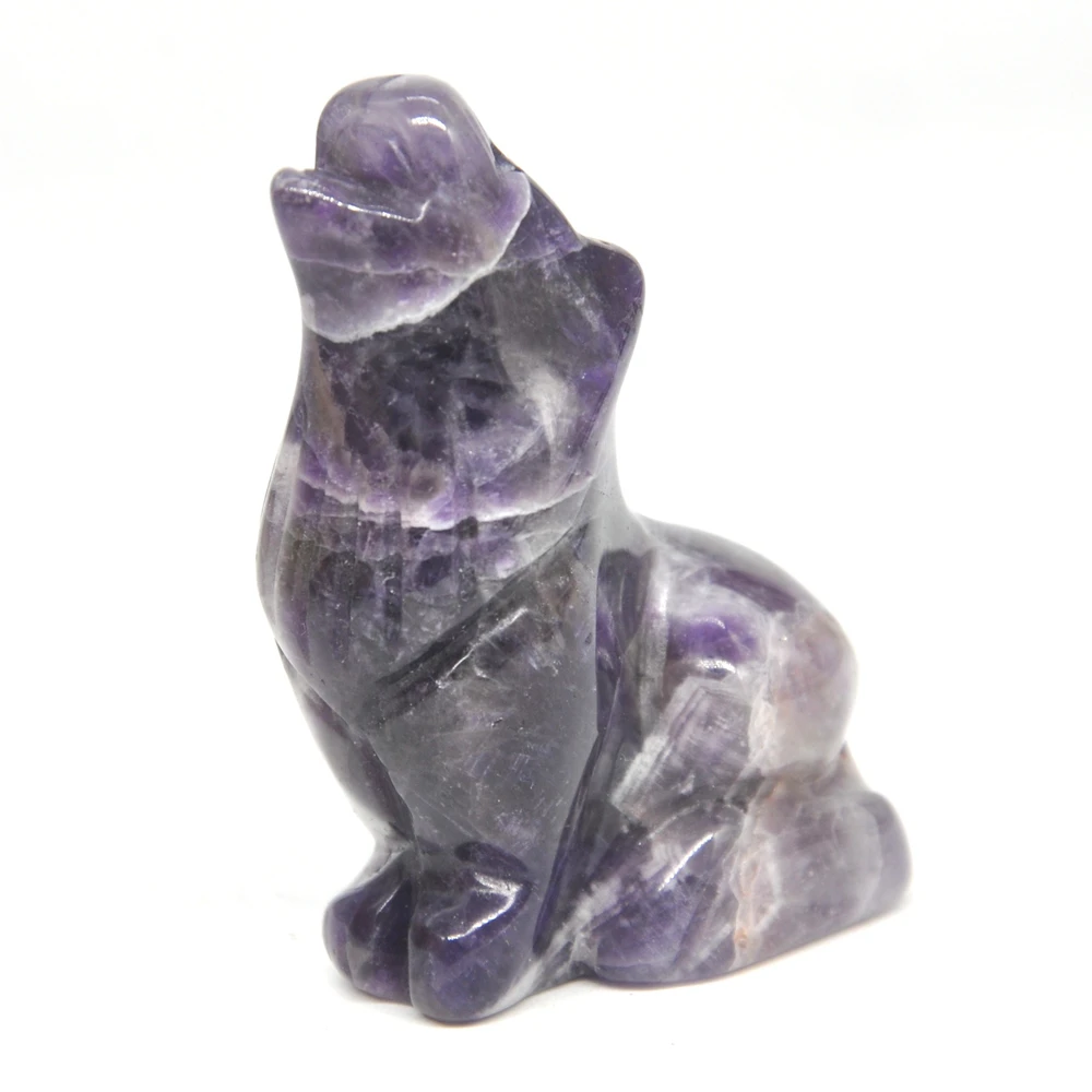 2 дюйма статуя волка натуральный камень аметист резное украшение для дома