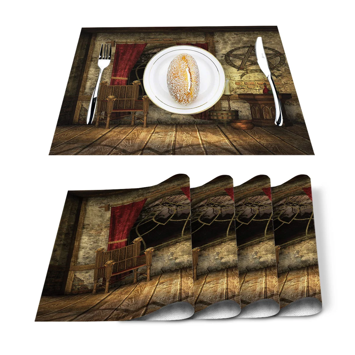 4 6 штук в партии комплект Коврики на стол Ретро Дом таинственный ведьма Магия