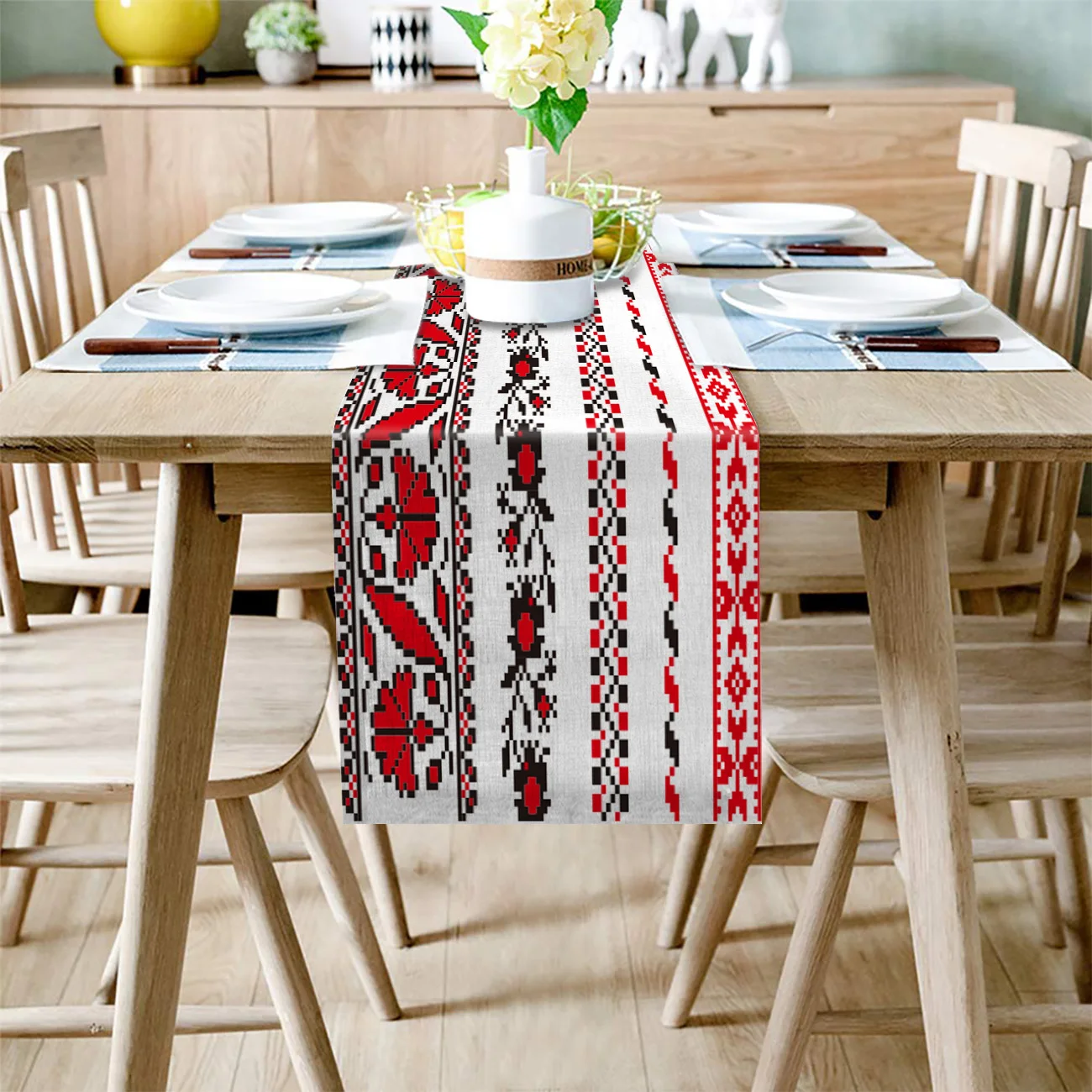 Украинская Обычная подставка под столовую посуду в полоску с цветами