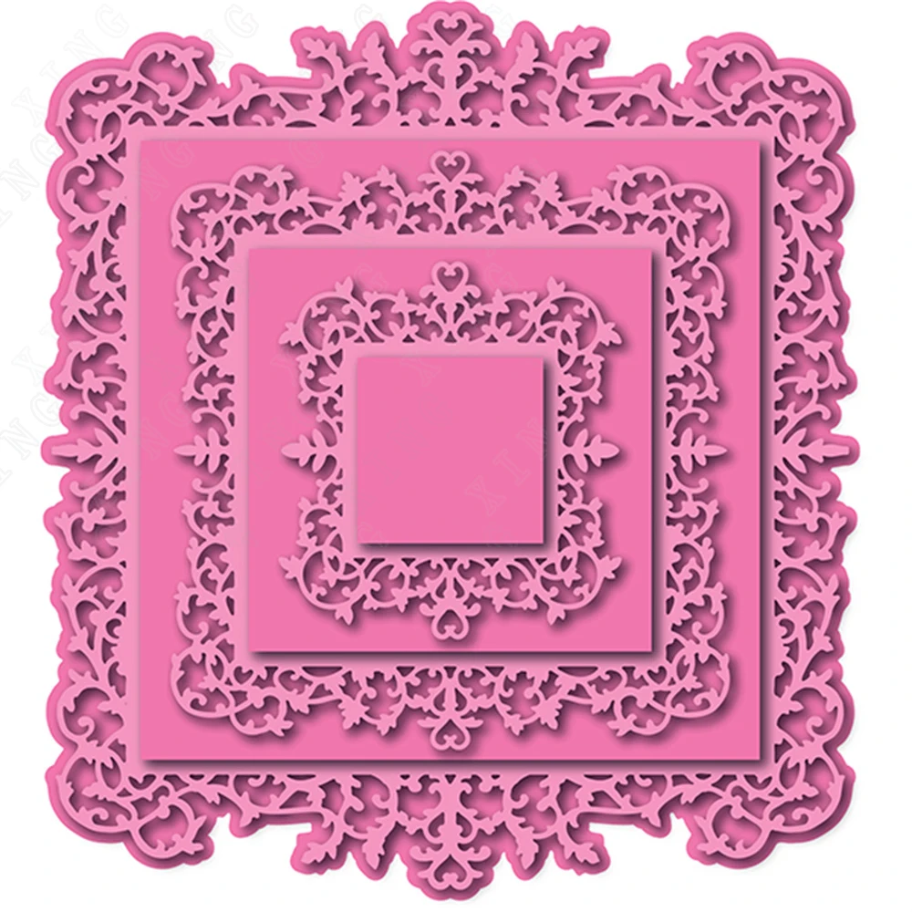 

Arrival Newest Craft Embossing Template Square Lace Frame Metal Cutting Dies Diy Scrapbook Diary Gift Decoration Punch Stencils