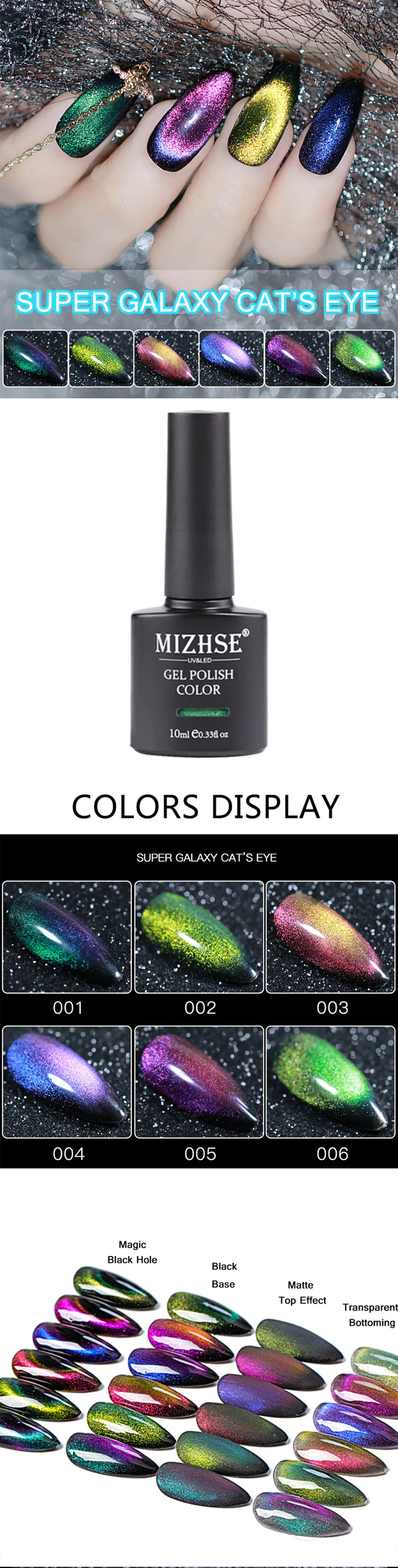 MIZHSE 9D Chameleon Magnetic Gel Nail Polish Long Lasting10ml Cat Eye Nail Art Gel Soak Off UV LED Shining Gel Varnish