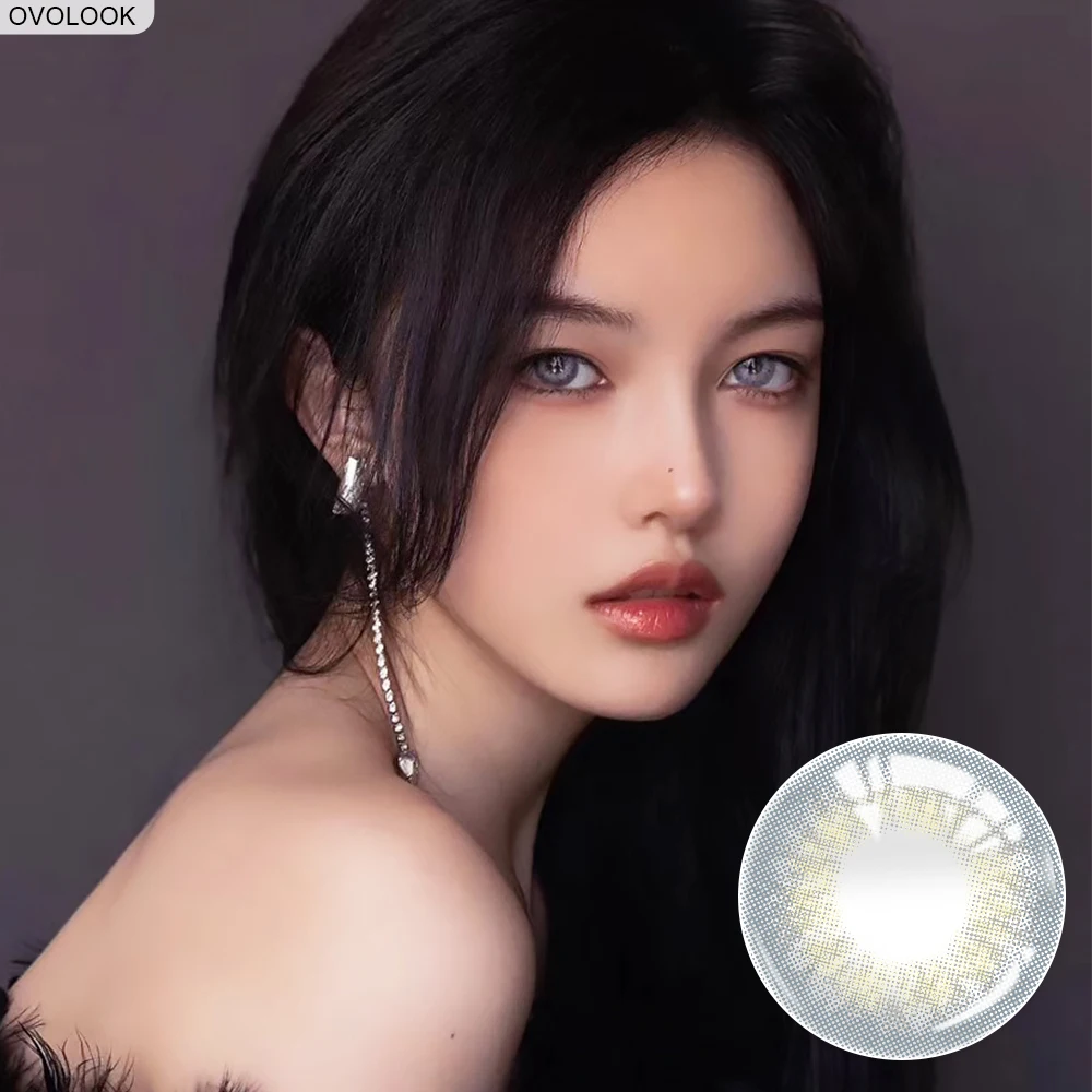 

OVOLOOK-- 2pcs/pair Lenses Contact Lenses for Eyes Colored lenses Gray 24 Different Degrees Yealy Use Eye Color Eye Contacts