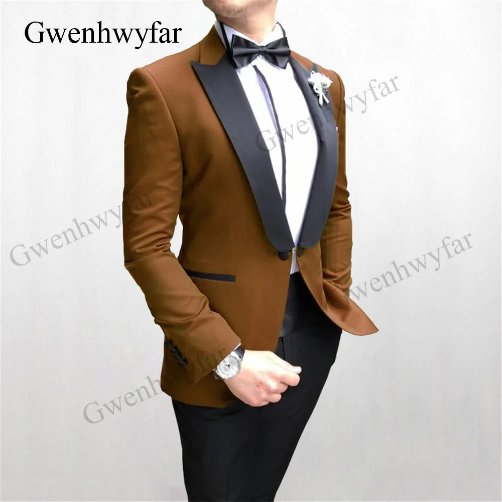 Gwenhwyfar 2020 Новый Королевский синий двубортный мужской костюм приталенные