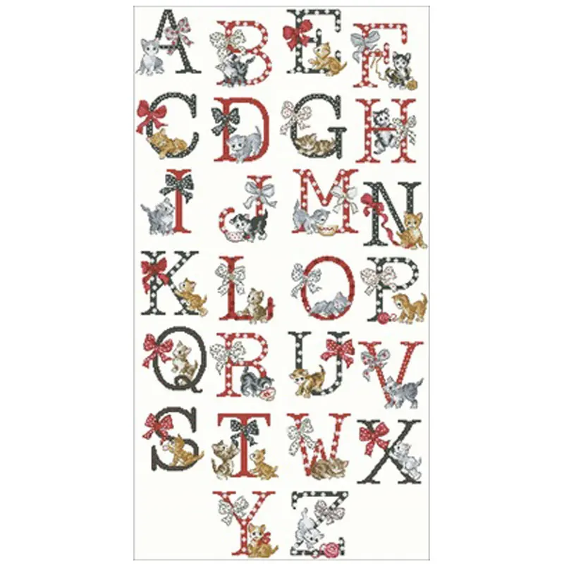 

HOT Kitten alphabet patterns Counted Cross Stitch 11CT 14CT 18CT DIYChinese Cross Stitch Kits Embroidery Needlework Sets