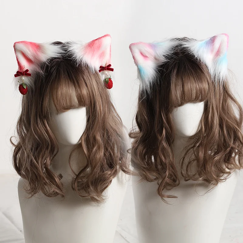 

Hand-made cat ears headdress hair band female cos beast ear hair accessories color soda lolita sweet pai