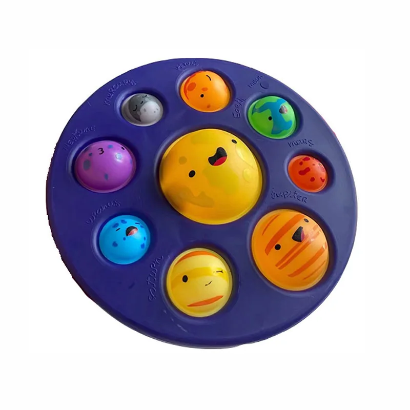 Online 10 Buah Mainan Sensorik Fidget Pop Lesung Pipi Sederhana Delapan Planet Mainan Anti Stres Papan Fidget Kecemasan Autisme Untuk Anak-anak
