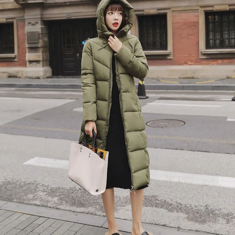 Женская хлопковая куртка средней длины с капюшоном теплая парка зимняя верхняя