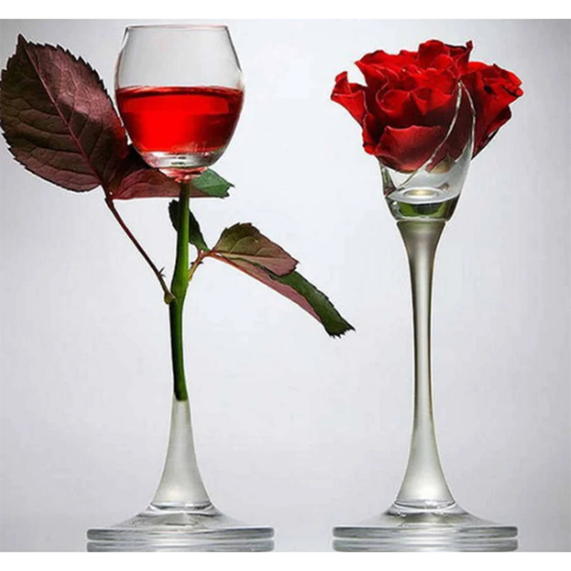 

Flower Painting 5D DIY Diamond Painting Square/Round Diamond Wine Glass Red Rose Beauty Picture Cross Stitch Decoration TX1066