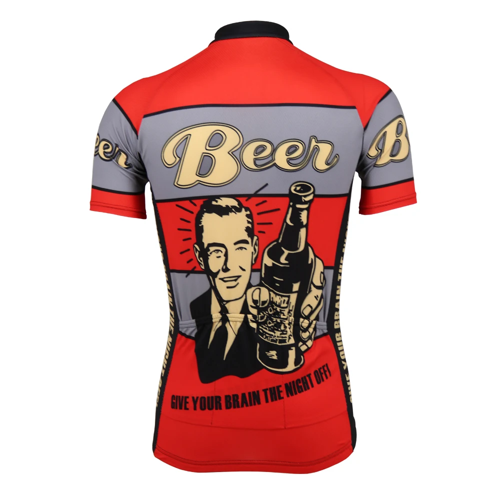 

New Red Short Sleeve Cycling jersey Beer Retro Bike pro Customized Road Mountain Race Tops Racing Clothing Breathable
