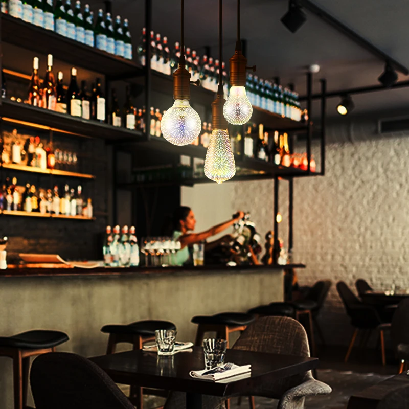 СВЕТОДИОДНЫЙ 3D стереоскопический Новый светильник лампа 85 220 В E27 фейерверк с