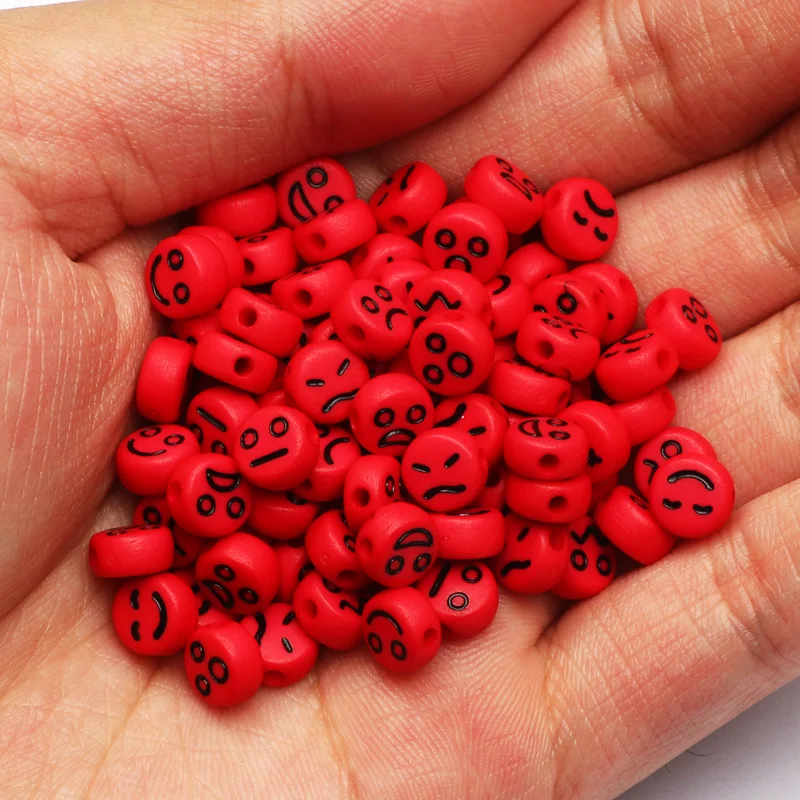 Красные смешанные эмотивы ранние плоские смайлики бусины-разделители для