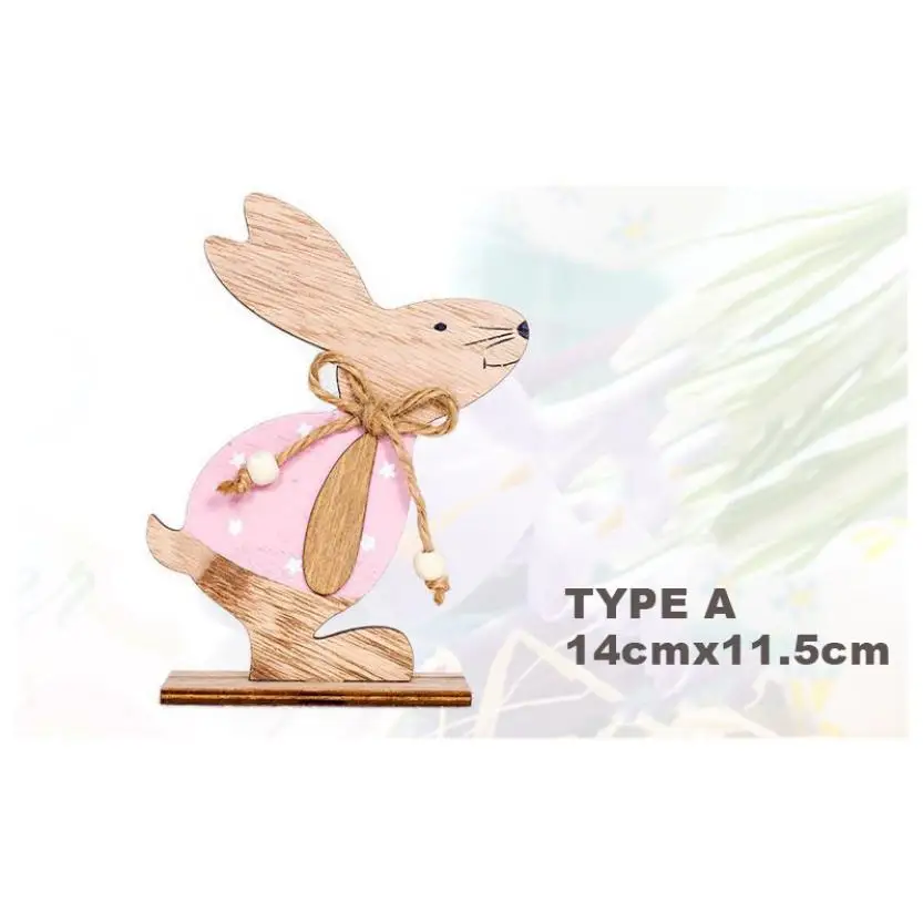 

3 Types Ornaments Craft Gifts Easter Wooden Rabbit Decoration with for Home DIY Easter Party Decoration Pendant