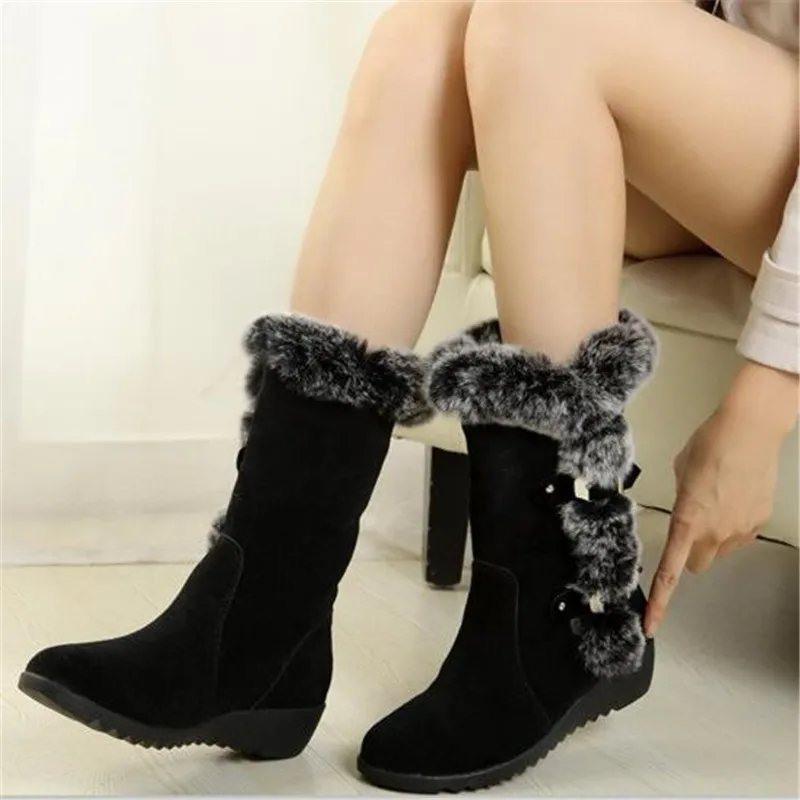 

Ladies Winter Women's Boots Casual Warm Fur Mid-tube Boots Women's Shoes Round Toe Slope with Snow Winter Boots XL Shoes Women