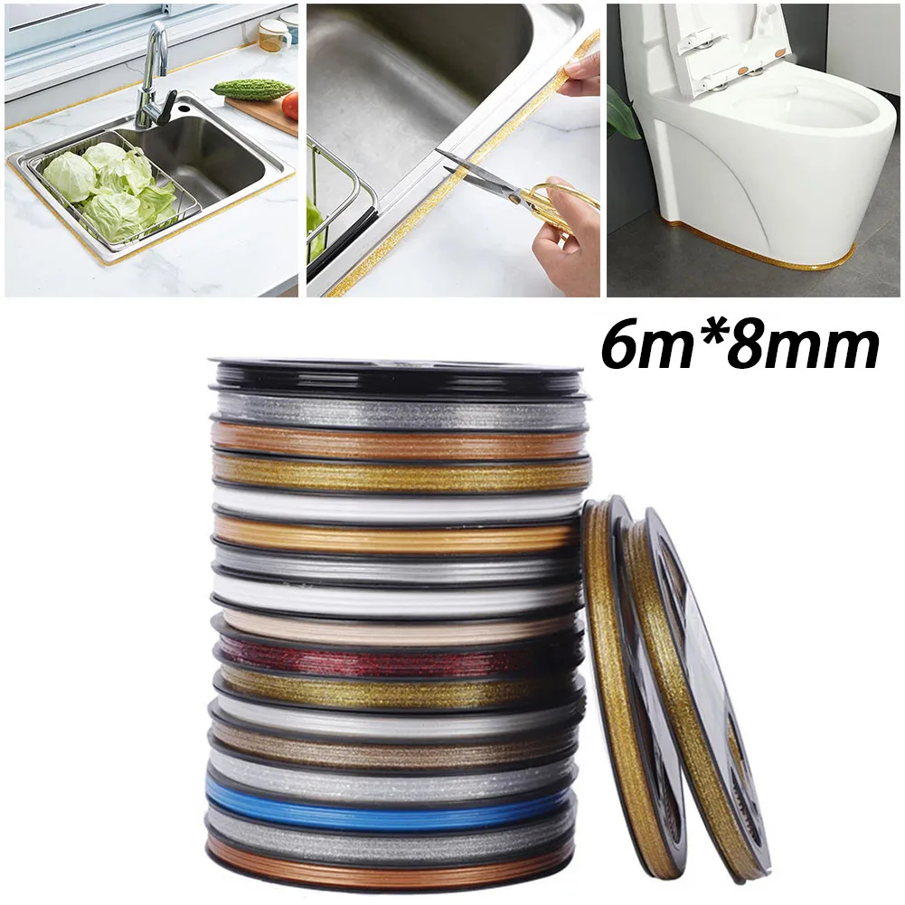 

6m Ceramic Tile Mildewproof Gap Tape Adhesive Kitchen Waterproof Wall Sticker Bathroom Sink Seam Tape Corner Edge Home Decor