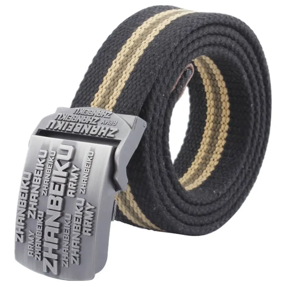 Style3 Black Stripe Мужской ремень, уплотненный холст, Нью-Йорк щит, ремни, военный пояс, армейский тактический ремень, высокое качество, ремень 110, 140 см, 10 цветов - Цвет: Style3 Black Stripe