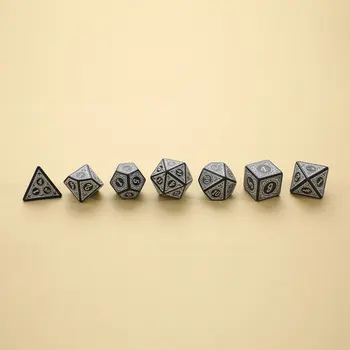 7pcs/set Polyhedral 7-Die Carved Pattern Dice Set D4 D6 D8 D10 D% D12 D20 For Game 5