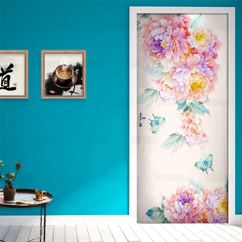 Современные свежие розы бабочки обои наклейки на стену ПВХ самоклеющиеся