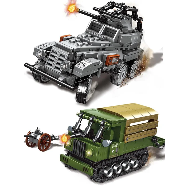 

WW2 Military Series World War II Tank Armored vehicle Weapon Accessories DIY Model Building Blocks Bricks Toys Gifts