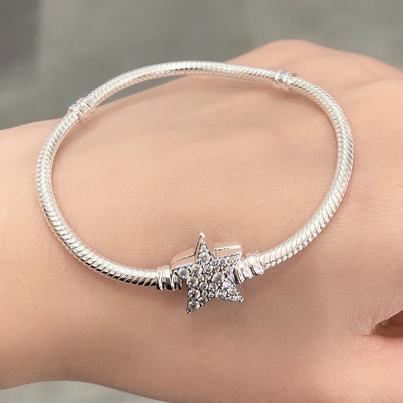 

2021 New Star Original Pandora Sterling Silver 925 Bracelet Bangle DIY Bead Pendant Charm Jewelry Luxury Jewelry