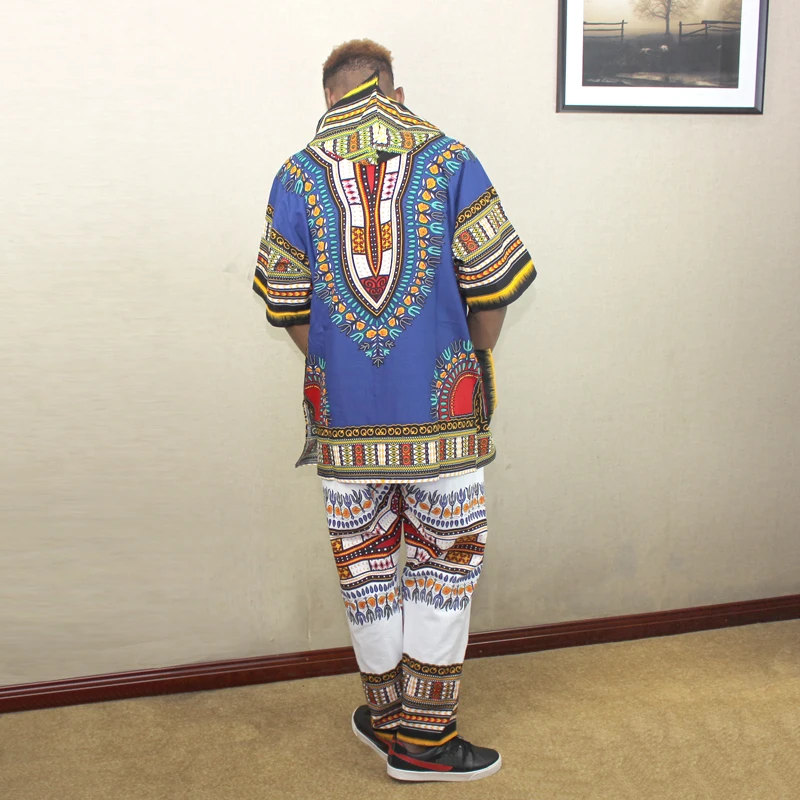 Винтажный Свободный Топ из 100% хлопка для мужчин рубашка Dashiki с принтом в