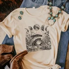 Футболка с рисунком лягушки коттеджа 90-х винтажная хипстерская смешная футболка унисекс в стиле Харадзюку с Луной и грибами
