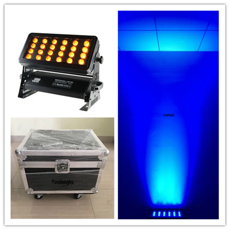 

1pcs with flightcase 24*18W 6in1 rgbwa uv Wireless battery outdoor building led city color wash light 6in1 led wall washer light