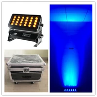 1pcs with flightcase 2418w 6in1 rgbwa uv wireless battery outdoor building led city color wash light 6in1 led wall washer light