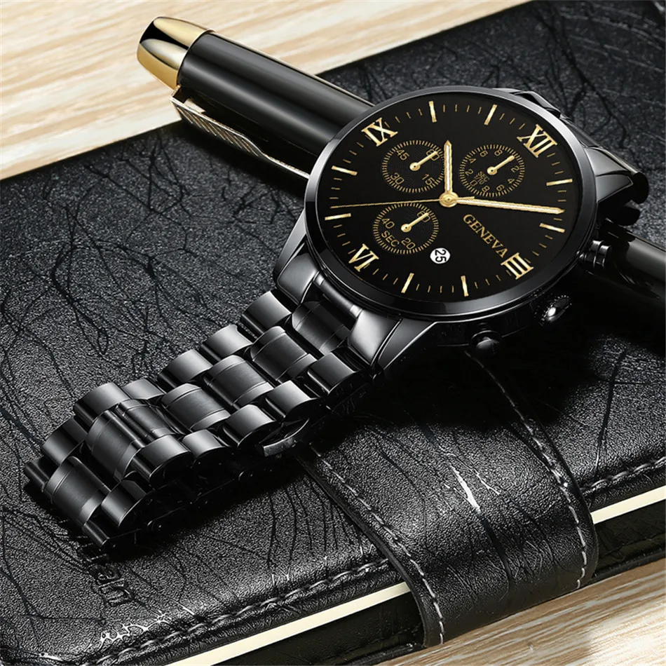 Watch Men Fashion Business Watches Luxury Calendar Clock Man Stainless Steel Quartz Wrist Watch reloj hombre