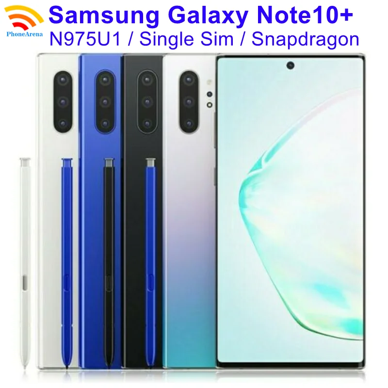 Сотовый телефон Samsung Galaxy Note 10 + Note10 N975U1 Plus 6 8 дюйма 256/512 Гб ПЗУ 12 ОЗУ NFC Snapdragon