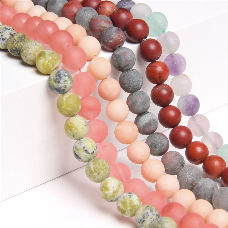 Натуральный Матовый флюорит бирюза Розовый Авантюрин матовые бусины из
