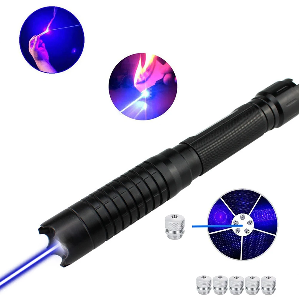 

Hunting Laser Sight Super Radiation 8000M Adjustable Focal Length Burning Match/cigarette/candle Powerful Blue Laser Flashlight