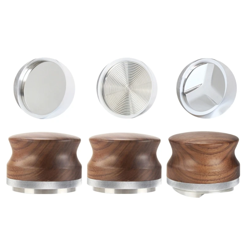 

304 Stainless Steel Coffee Tamper 51mm Walnut Wooden Coffee Powder Hammer Distributor Espresso Distribution Tool