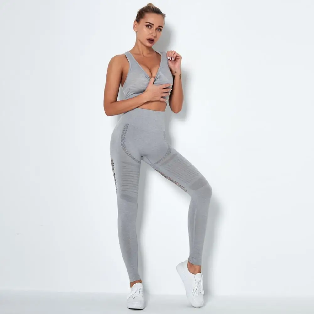 

Sport Bras+Gym Leggings Sets Women Sweat Suit Work Out Clothing Fitness Crop Top High Waist Pants Tracksuit Seamless Yoga Set