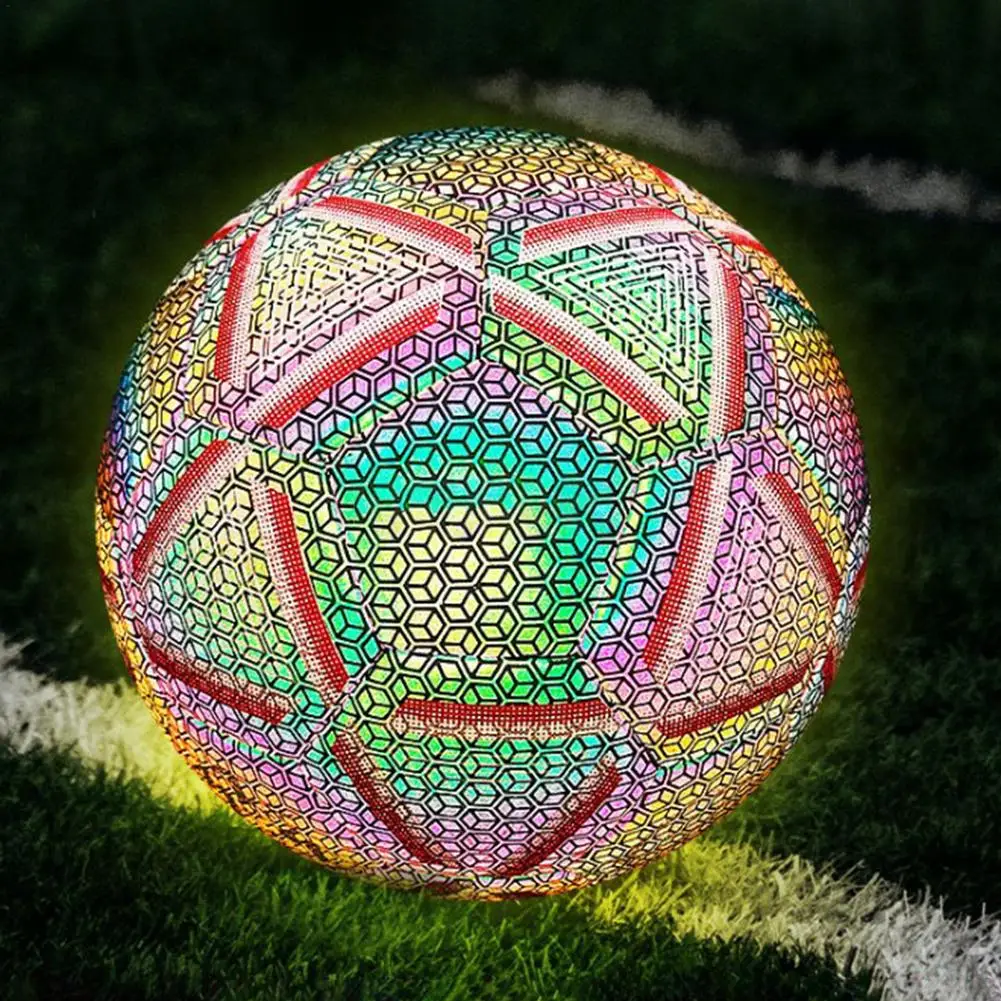 

Satar Reflective Football Size 4/5 Soccer Ball Luminous Football Light Up Football For Kids Teenagers Night Training Toy