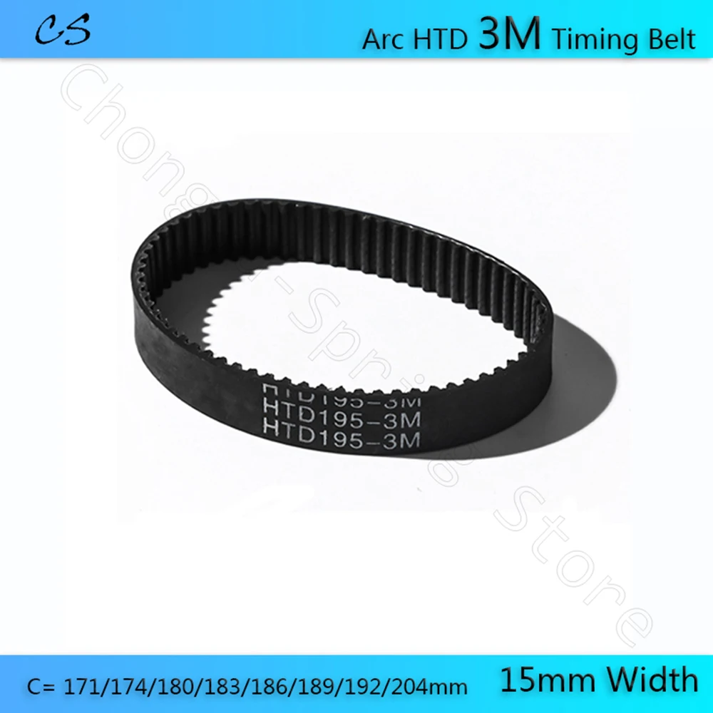 

Arc HTD 3M Timing Belt C= 171/174/180/183/186/189/192/204mm Width 15mm Teeth 57 58 60 61 62 63 64 HTD3M Synchronous Closed-loop