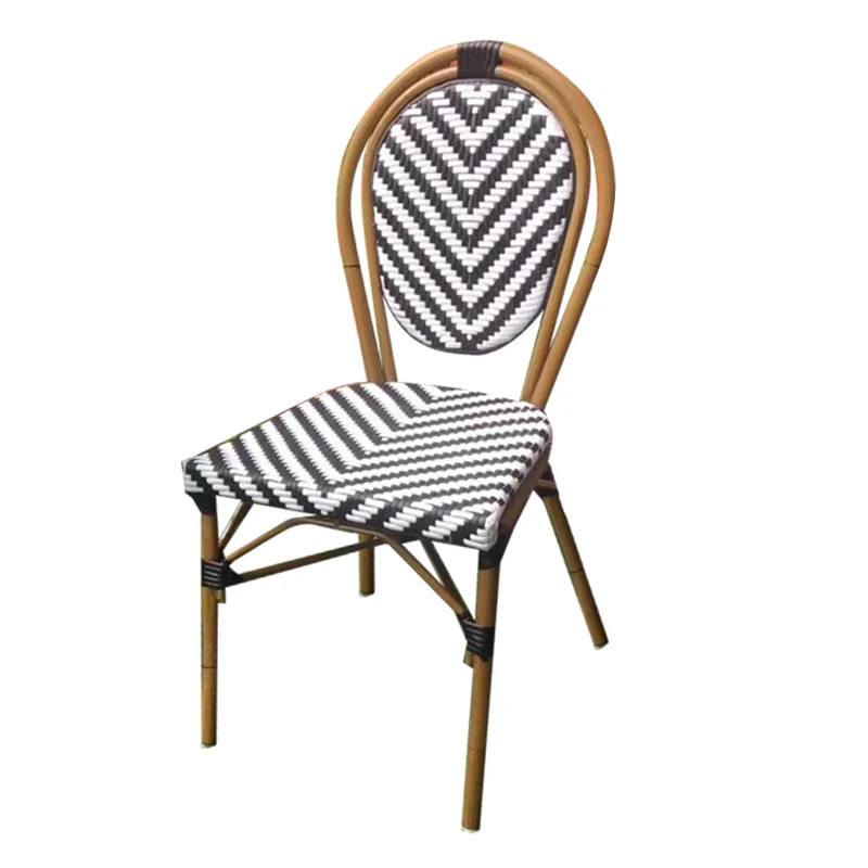 

French Dining Chair Rattan Back Stool Balcony Outdoor Bamboo Coffee Shop American Country Retro Single