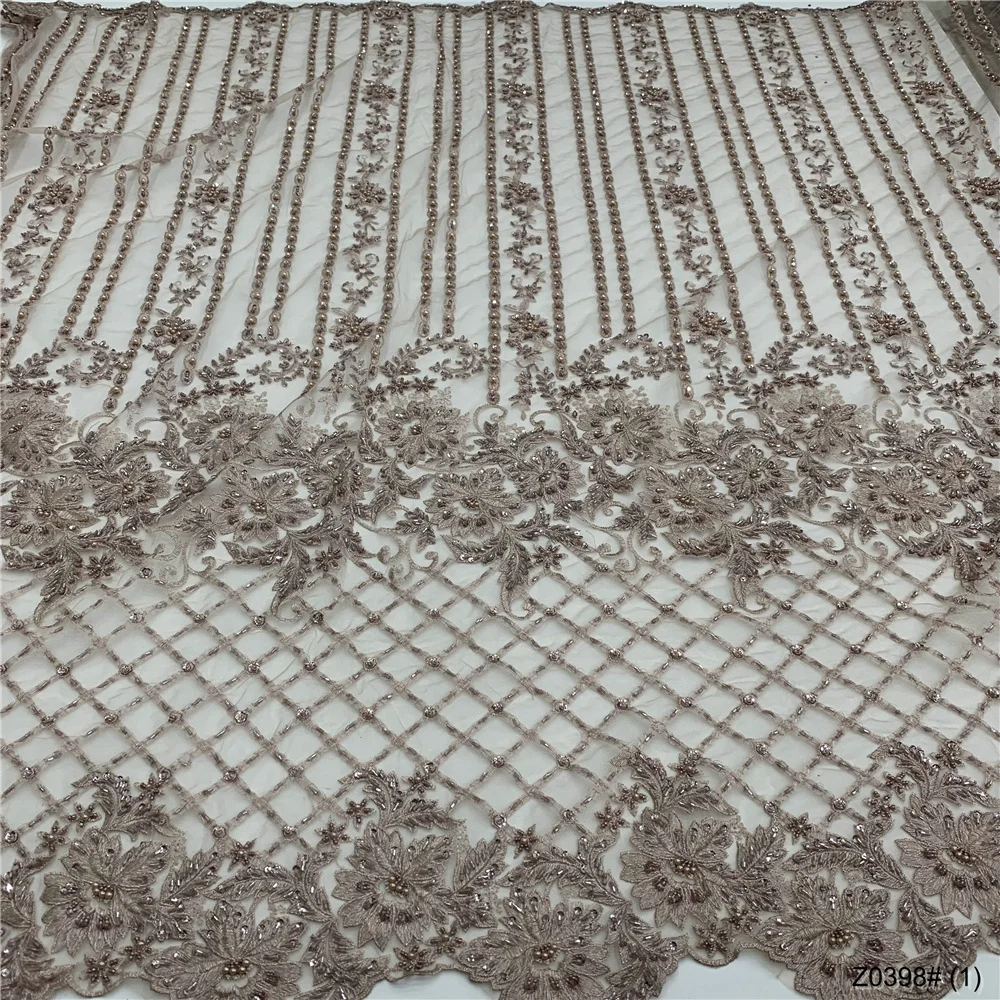 

2021 High Quality African Sequins Lace Fabric French Net Embroidery Tulle Lace Fabric For Nigerian Wedding Party Dress Z0398#