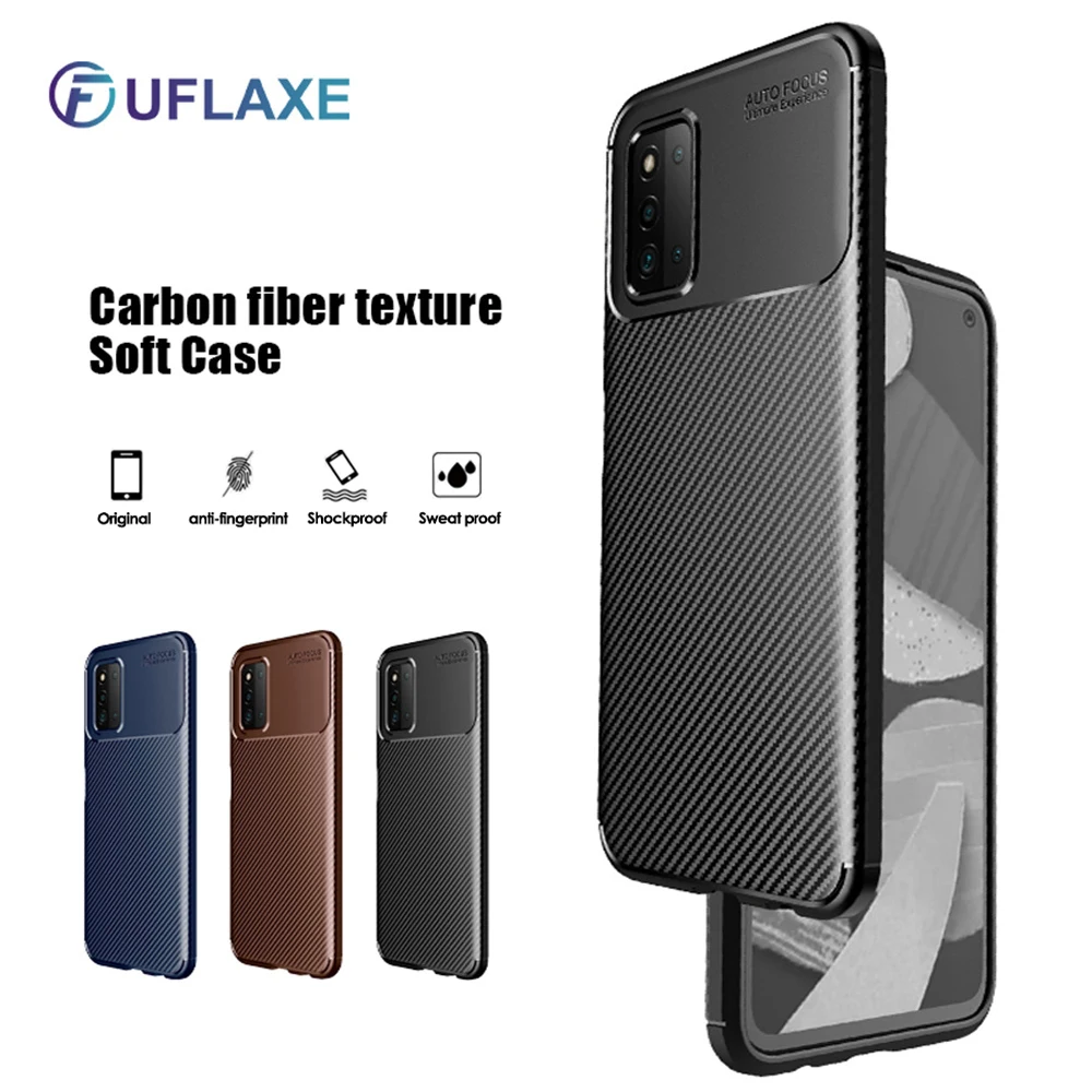 

UFlaxe Soft Silicone Case for Samsung Xcover 5 Pro Carbon Fiber Texture Shockproof Cover Galaxy Jean 2 Wide 4 F41 F52 F62