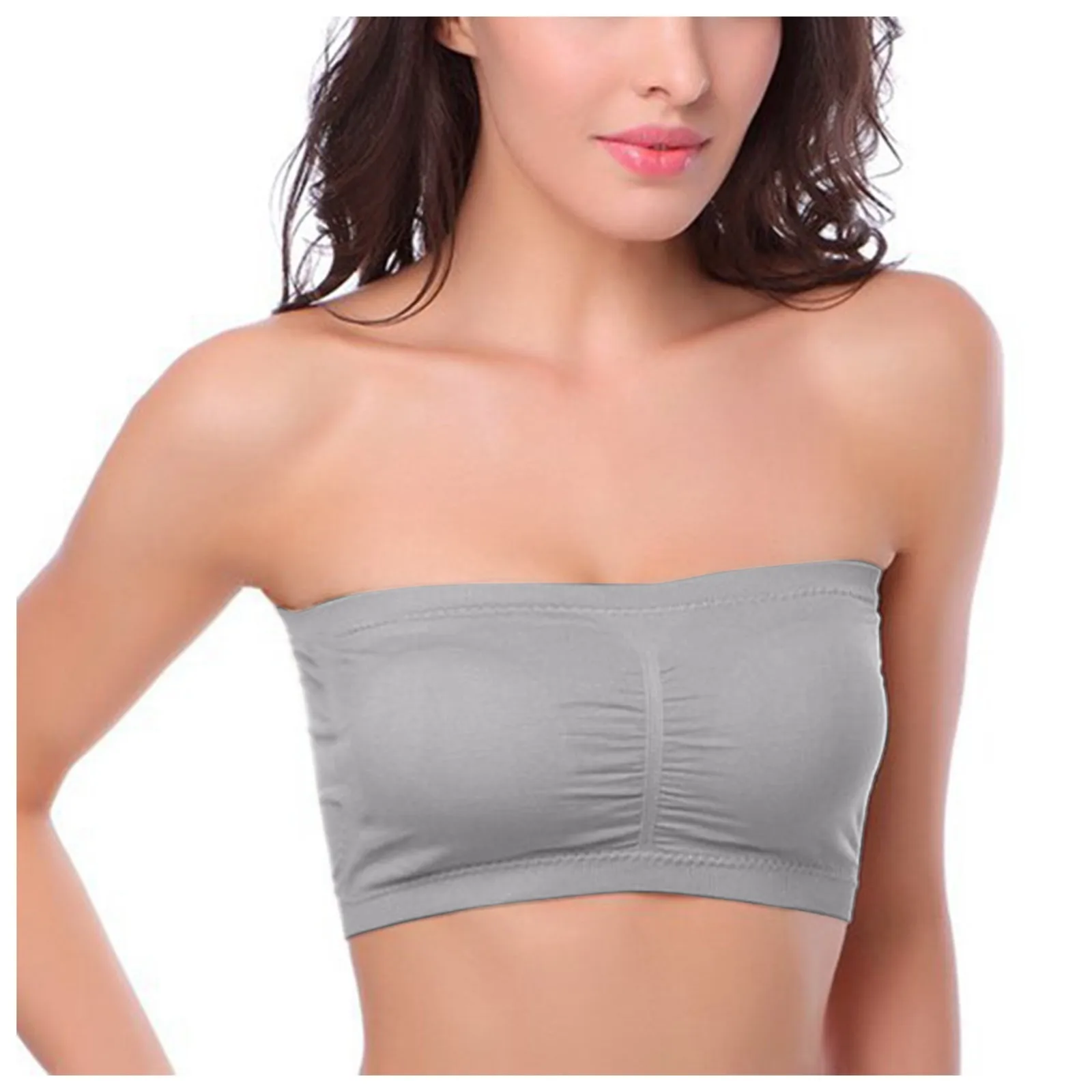 

Strapless Crop Top Women's Bra Invisible Seamless Underwear Bandeau Padded Wrap Backless Sexy Tube Tops Bras Elastic Anti Expose