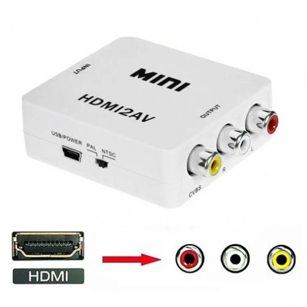 2017 Newestest Quality Mini HDMI to Composite CVBS RCA AV Video Converter Adapter Box Connectors Old TV 1080p HRCA |