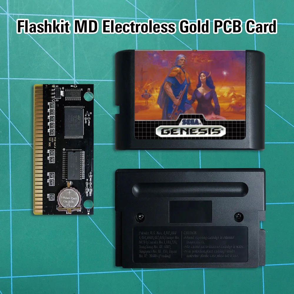 Phantasy Star II 2 - Flashkit MD Electroless Gold PCB Card 16 bit Games Cartridge For MegaDrive Genesis console Battery Save | Электроника