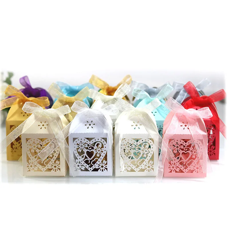 10 шт. цветком влюбленной Герат лазерная резка свадебные сувениры подарки коробка